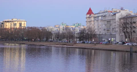 Panoramic view to Krestovsky island in St. Petersburg, Russia Stock Footage 300773828