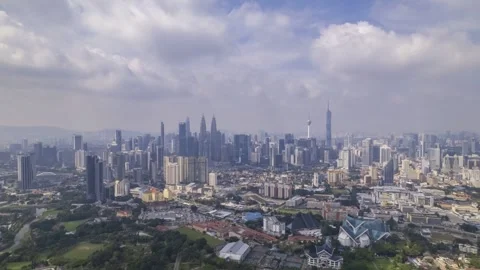 Panoramic view of Kuala Lumpur's urban sprawl Stock Footage 314499745