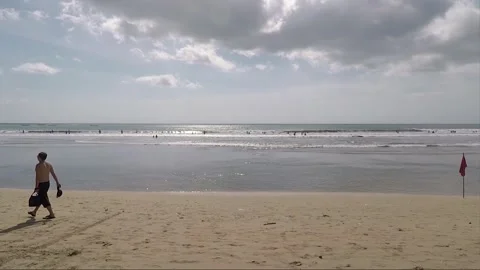 Panoramic View, Kuta beach, Bali, Indonesia Stock Footage 303078740