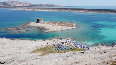 Panoramic view of La Pelosa beach in Stintino, Sardinia, Italy Stock Footage 138118207
