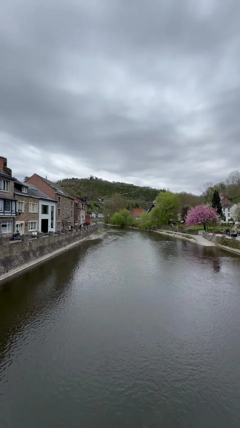 Panoramic view of La Roche en Ardenne town. Belgium Stock Footage 310520008