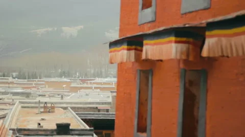 Panoramic view of Labrang Monastery, Xiahe, China Stock Footage 55768573