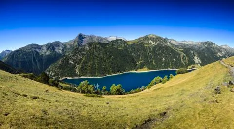 Panoramic view of Lac d'Oule at Saint Lary Soulan Stock Photos