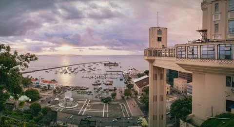Panoramic view of LaCerda Elevator, the world's first elevator Foto stock