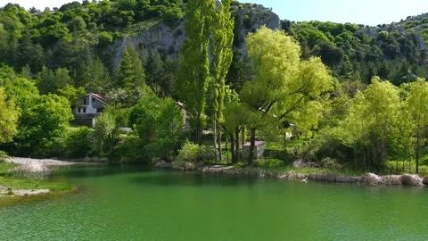 Panoramic view of Lago Mandria del Conte in the Madonie mountains Sicily Stock Footage 310119778