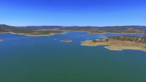 Panoramic view of the lagoon in the mountains, Huelva Stock Footage