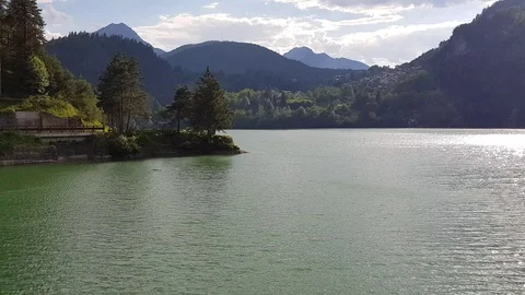 Panoramic view of a lake in the alps Stock Footage 91197616