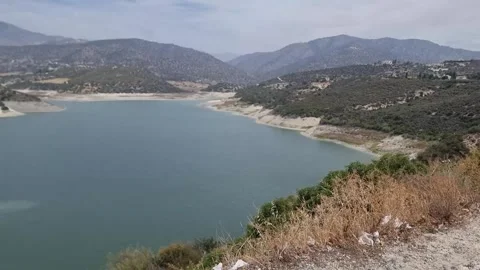 Panoramic View of Lake and Mountains in Cyprus Video stock 314878883