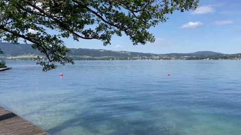Panoramic view of the lake attersee Stock Footage 228361503