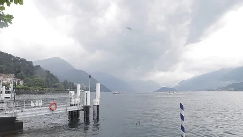 Panoramic view of Lake Como, cloudy day, alpine landscape of northern Italy Stock Footage 109549793