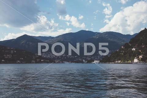 Panoramic view of Lake Como (Lago di Como) Stock Photos