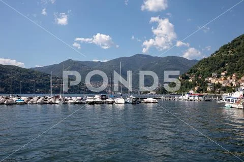 Panoramic view of Lake Como (Lago di Como) Stock Photos
