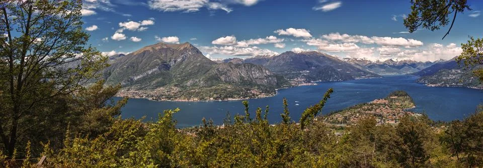 Panoramic view of Lake Como. Stock Photos