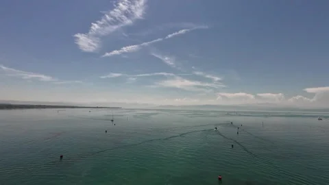 Panoramic View of Lake Constance and Zeppelin from Friedrichshafen Tower Stock Footage 339286256