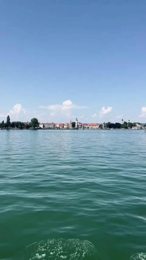 Panoramic View of Lake Constance (Bodensee) Town Stock Footage 310934244