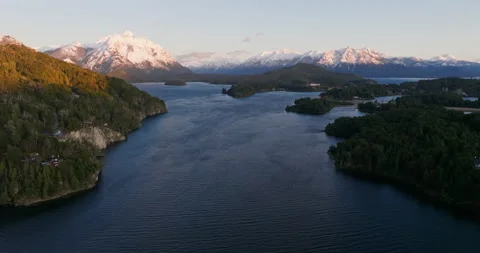 Panoramic View Of Lake District And Snow-capped Mountain Range Stock Footage 231245215