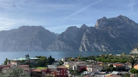 Panoramic view of Lake Garda, Torbole, Italy, 4K Stock Footage 221850386