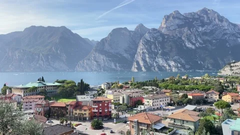 Panoramic view of Lake Garda, Torbole, Italy, 4K 動画素材 221850390