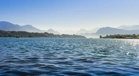 Panoramic view of Lake Lucerne. Stock Photos