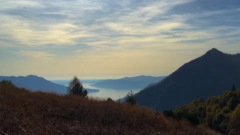 Panoramic view of lake maggiore from monte carza Stock Footage 278846839