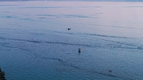 Panoramic view of Lake Ohrid, drone footage Stock Footage 345263808
