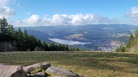 Panoramic view of Lake Titisee in the Black Forest, Germany, 4K Stock Footage 165166653