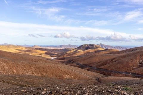 Panoramic view at landscape between Pajara and La Pared Stock Photos