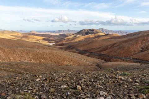 Panoramic view at landscape between Pajara and La Pared Stock Photos