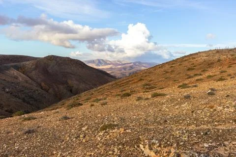 Panoramic view at landscape between Pajara and La Pared Stock Photos