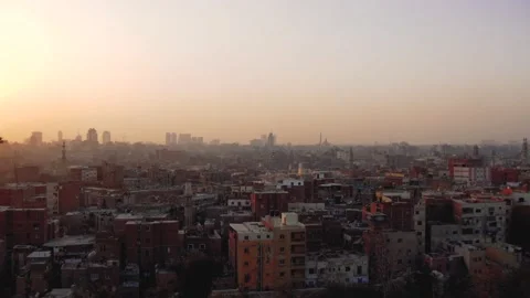 Panoramic View Of The Large City In The Evening Twilight (Cairo, Egypt) Stock Footage 226246168