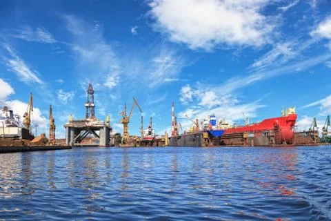 Panoramic view of a large industry area Stock Photos
