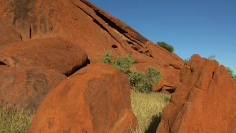 Panoramic view of large sandstone monolith Uluru, Australia Stock Footage 278097563