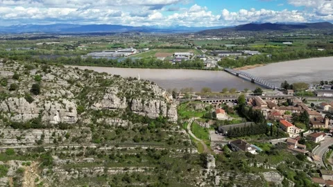 Panoramic view of Le Pouzin in the Ardéche region of France Stock Footage 272804183