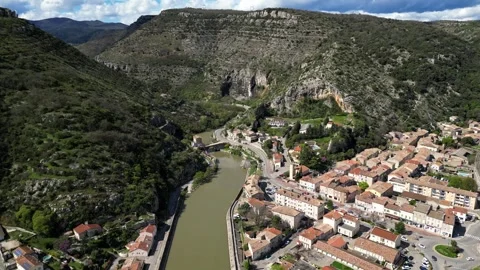 Panoramic view of Le Pouzin in the Ardéche region of France Stock Footage 272804628
