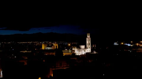 Panoramic view of light up skyline Stock Footage 124215336