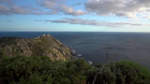 Panoramic view of the lighthouse in Finisterre, Spain. Stock Footage 160807271