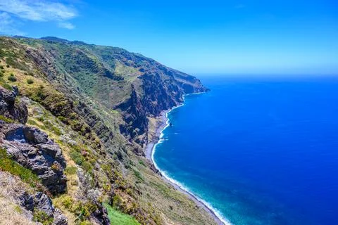Panoramic view from Lighthouse Ponta do Pargo to the beautiful coast of Madei Photos