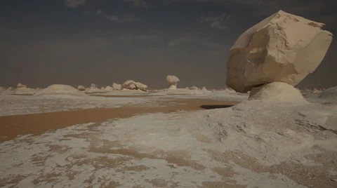Panoramic view of a limestone formation in the White Desert, Egypt Stock Footage 36062801