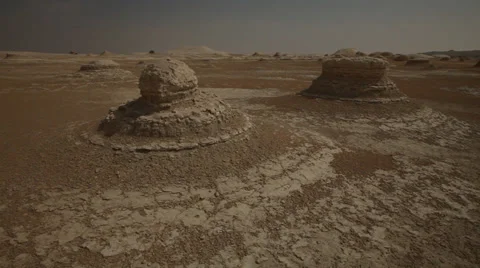 Panoramic view of limestone formations in the White Desert, Egypt Stock Footage 36123145