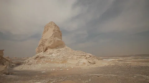 Panoramic view of limestone formations in the White Desert, Egypt Stock Footage 36708496