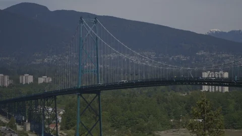 Panoramic View Of Lions Gate Bridge Vancouver Stock Footage 118097083