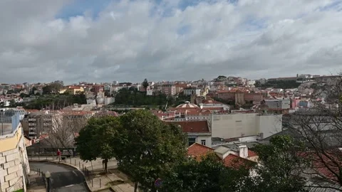 Panoramic view of Lisbon from above Stock Footage 267852268