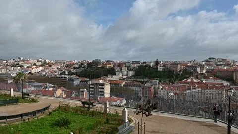 Panoramic view of Lisbon from above Stock Footage 267852343