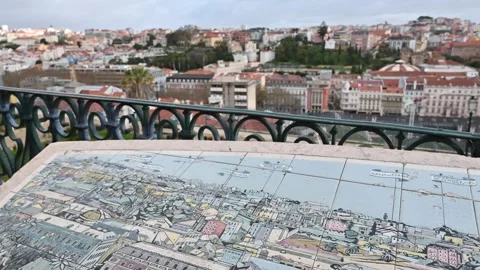 Panoramic view of Lisbon from above Stock Footage 267852768