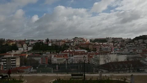 Panoramic view of Lisbon from above Stock Footage 267852771