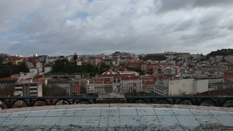 Panoramic view of Lisbon from above Stock Footage 267853087