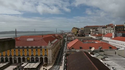 Panoramic view of Lisbon from above Stock Footage 267856448