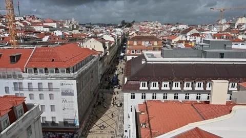 Panoramic view of Lisbon from above Stock Footage 267857364