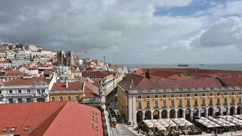 Panoramic view of Lisbon from above Stock Footage 267858066