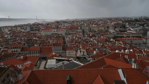 Panoramic view of Lisbon from above Stock Footage 267858323